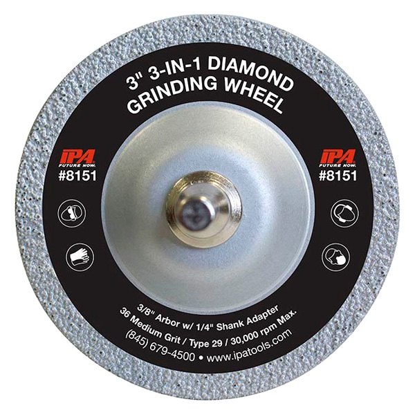 IPA® - 3" x 1/32"x 3/8" Diamond 3-in-1 Diamond Grinding Wheel