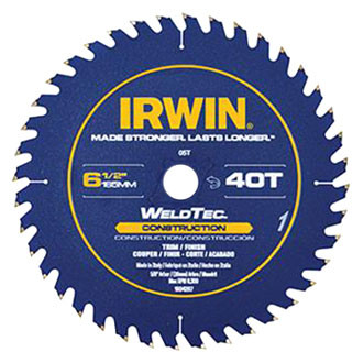 IRWIN® - WeldTec™ 6-1/2" 40T Carbide ATB Circular Saw Blade
