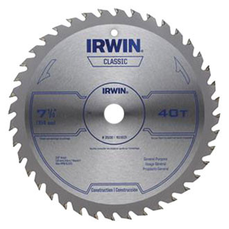 IRWIN® - 7-1/4" 40T Carbide ATB Circular Saw Blade
