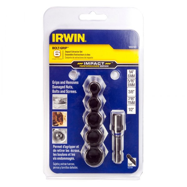 Irwin® - Impact Bolt-Grip™ 6-piece 3/8" Drive 1/4" to 1/2" Hex Shank Impact Bolt Extractor Set