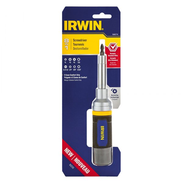 IRWIN® - 9-piece Multi Material Handle Ratcheting Dual Sided Bits Multi-Bit Screwdriver Kit