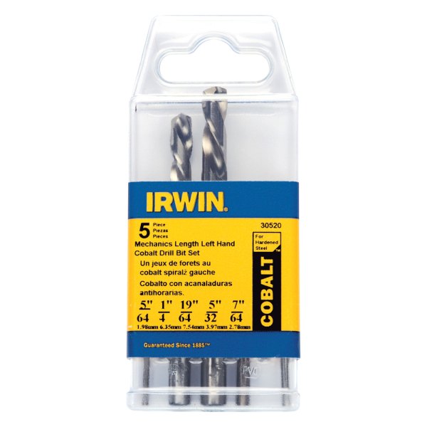 IRWIN® - 5-Piece Cobalt HSS Left-Hand Mechanics Length Straight Shank Fractional Drill Bit Set