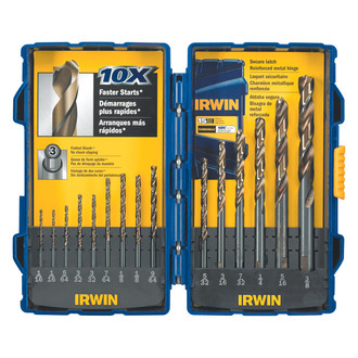 IRWIN® - 15-Piece TURBOMAX™ Black/Gold Oxide Premium HSS 3-Flatted Shank Fractional Drill Bit Set