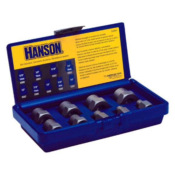 Irwin® - Hanson™ 9-piece 3/8" Drive 1/4" to 3/4" Hex Shank Bolt Extractor Set