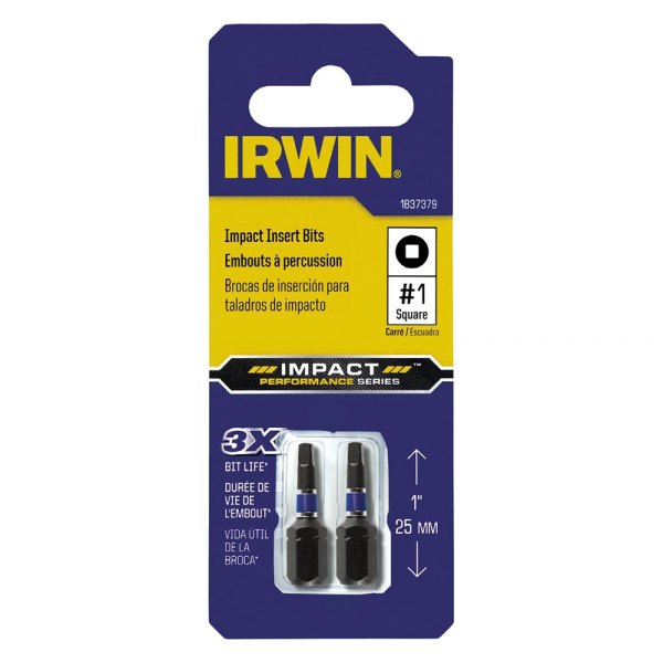 IRWIN® - Impact Performance Series™ #1 SAE Black Oxide Square Recess Insert Bits (2 Pieces)