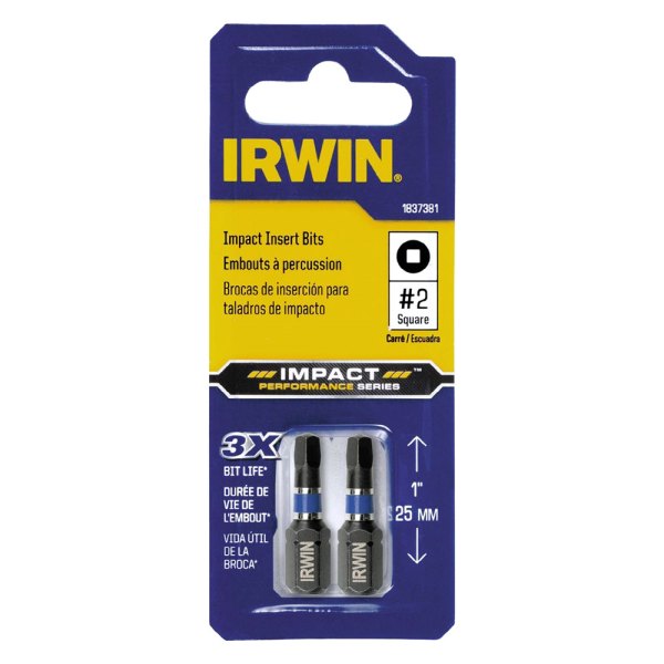 IRWIN® - Impact Performance Series™ #2 SAE Black Oxide Square Recess Bits (2 Pieces)