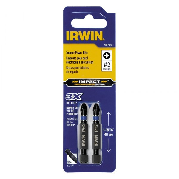 IRWIN® - Impact Performance Series™ #2 SAE Black Oxide Phillips Power Bits (2 Pieces)
