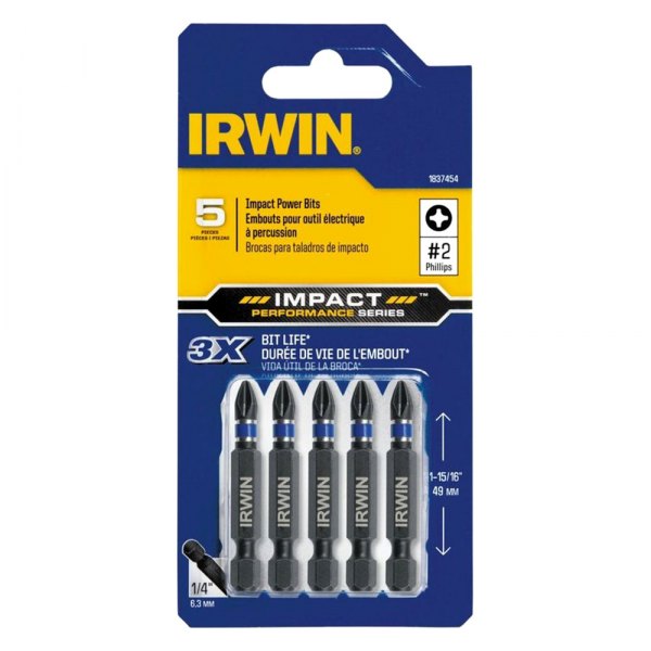IRWIN® - Impact Performance Series™ #2 SAE Black Oxide Phillips Power Bits (5 Pieces)