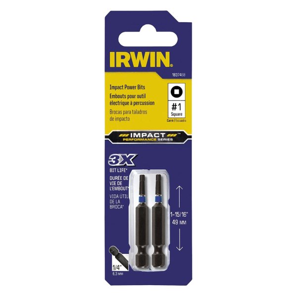 IRWIN® - Impact Performance Series™ #1 SAE Black Oxide Square Recess Bits (2 Pieces)