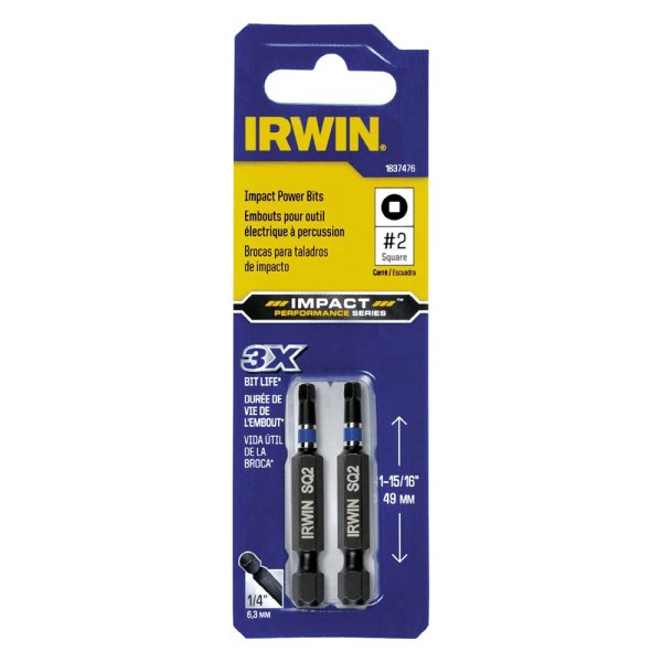 IRWIN® - Impact Performance Series™ #2 SAE Black Oxide Square Recess Bits (2 Pieces)