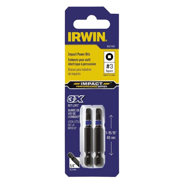 IRWIN® - Impact Performance Series™ #3 SAE Black Oxide Square Recess Bits (2 Pieces)