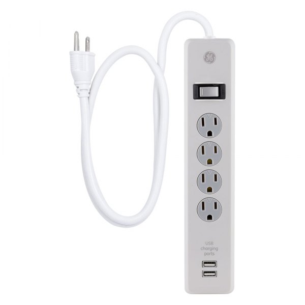 Jasco® - GE™ 4-Outlet White Surge Protector with 3' Cord and 2 USB Ports