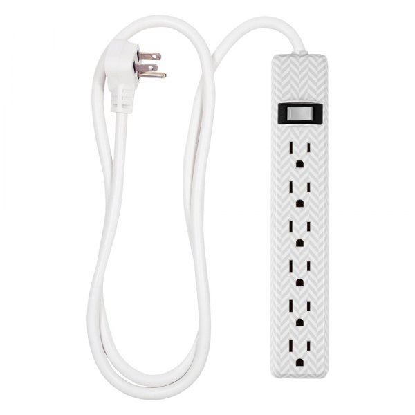 Jasco® - GE™ 6-Outlet White Power Strip with 4' Cord