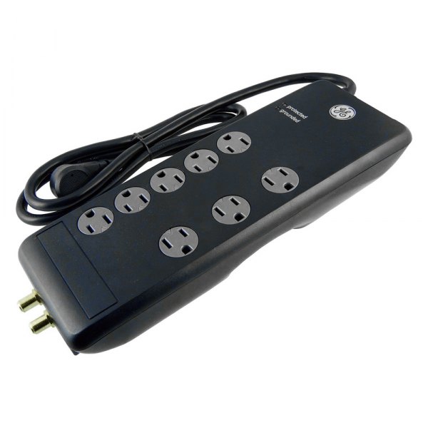 Jasco® - GE™ 8-Outlet Black Surge Protector with 4' Cord