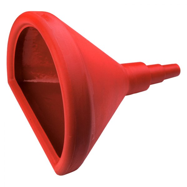 JAZ® - 15" Red Plastic D-Shaped Funnel with Anti-Splash Ring