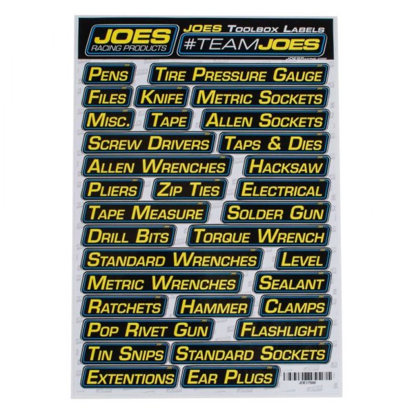 JOES Racing® - Labels for Rolling Tool Cabinet