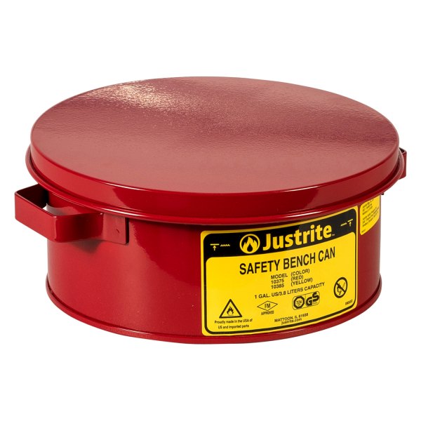 Justrite® - 1 gal Red Steel Bench Can