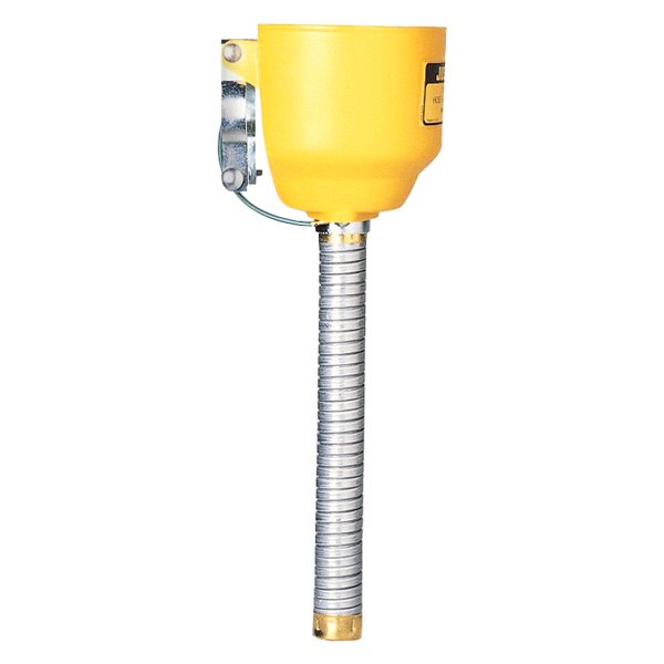 Justrite® - 14" x 1" Yellow Bolt-On Funnel with Galvanized Hose