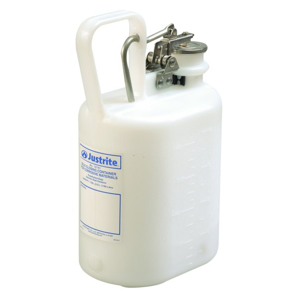 Justrite® - 1 gal White Oval Polyethylene Corrosives/Acids Safety Container