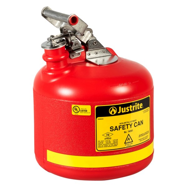 Justrite® - 2.5 gal Red Type I Polyethylene Safety Can
