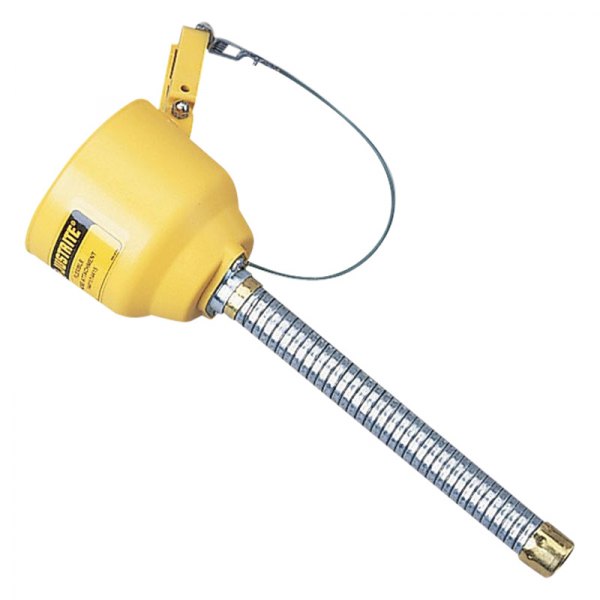 Justrite® - 13.5" x 1" Yellow Bolt-On Funnel with Galvanized Hose for Nonmetallic Type I Safety Cans