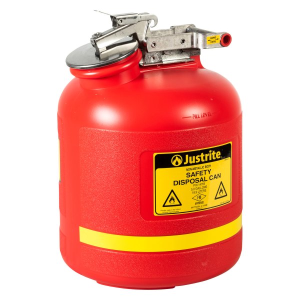 Justrite® - 5 gal Red Polyethylene Disposal Liquids Safety Can