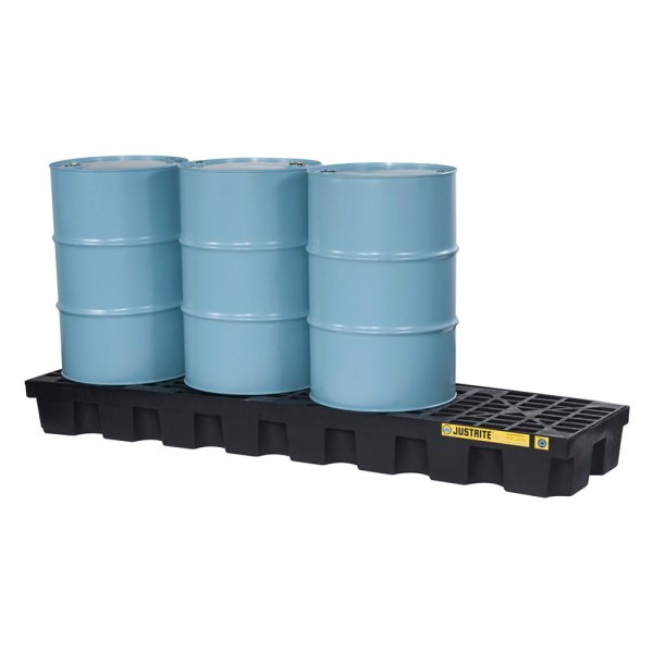 Justrite® - EcoPolyBlend™ 75 gal 4-Drum Black In-Line Pallet (4 Pieces)