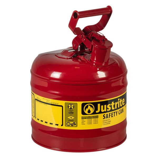 Justrite® - 2 gal Red Type I Steel Flammable Liquids Safety Can