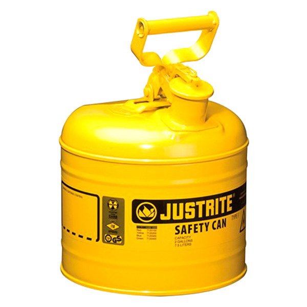 Justrite® - 2 gal Yellow Type I Steel Diesel Liquids Safety Can