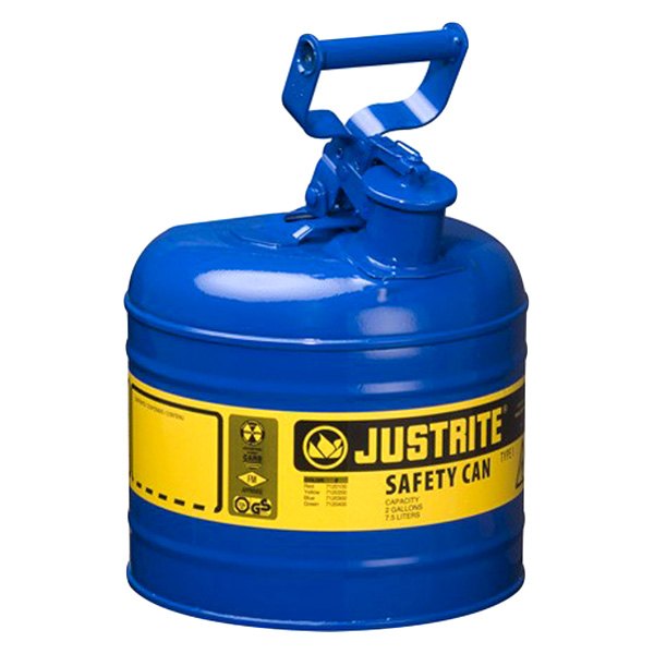 Justrite® - 2 gal Blue Type I Steel Kerosene Liquids Safety Can