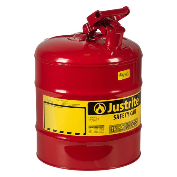 Justrite® - 5 gal Red Type I Steel Flammable Liquids Safety Can