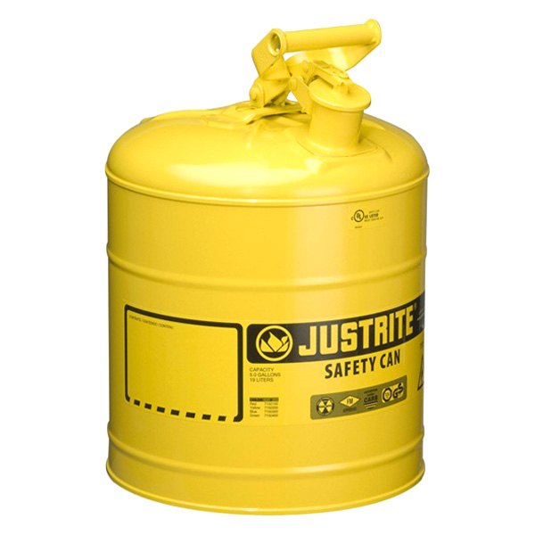 Justrite® - 5 gal Yellow Type I Steel Flammable Liquids Safety Can