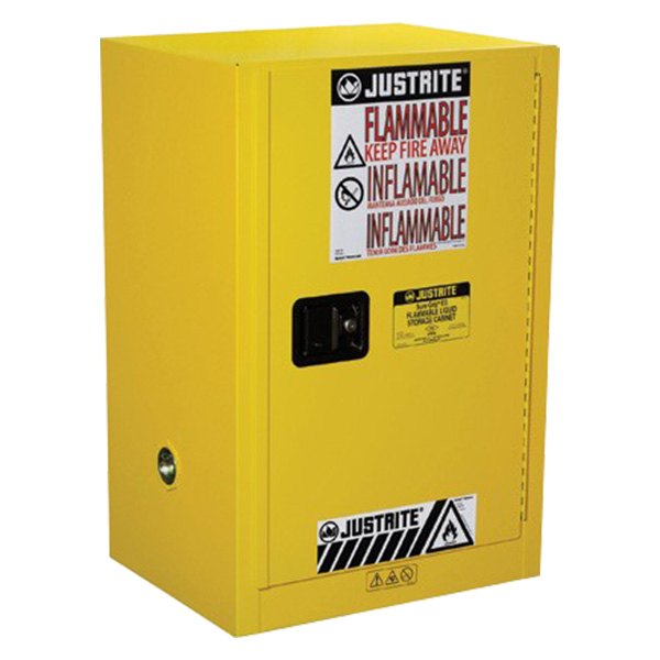 Justrite® - Sure-Grip™ EX 12 gal Yellow Compac Flammable Liquids Safety Cabinet with 1 Manual Close Door