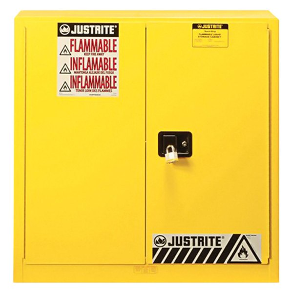 Justrite® - Sure-Grip™ EX 30 gal Yellow Flammable Liquids Safety Cabinet with 2 Manual Close Doors