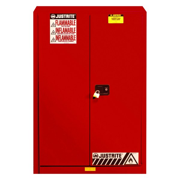 Justrite® - Sure-Grip™ EX 45 gal Red Flammable Liquids Safety Cabinet with 2 Self-Close Doors