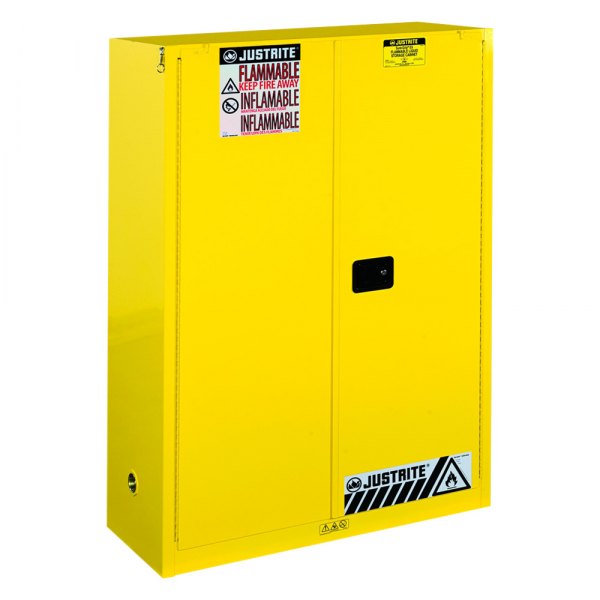 Justrite® - Sure-Grip™ EX 60 gal Yellow Combustibles Safety Cabinet with 2 Self-Close Doors