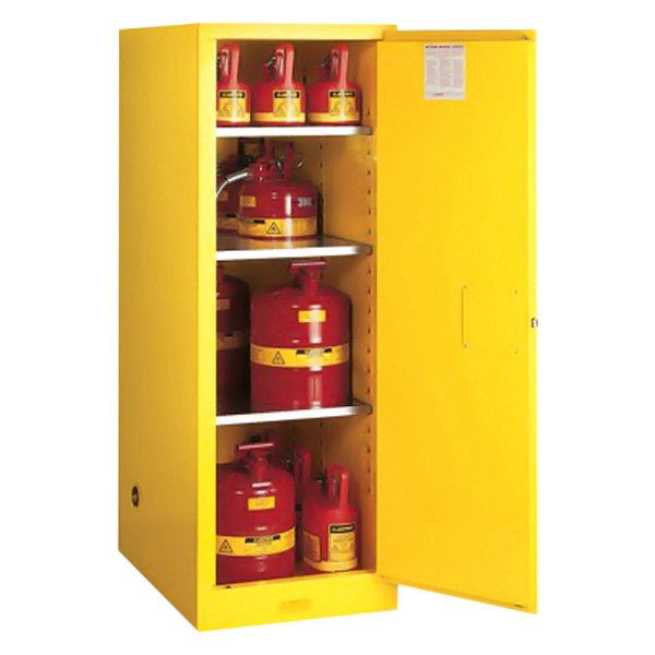 Justrite® - Sure-Grip™ EX 54 gal Yellow Deep Slimline Flammable Liquids Safety Cabinet with 1 Manual Close Door