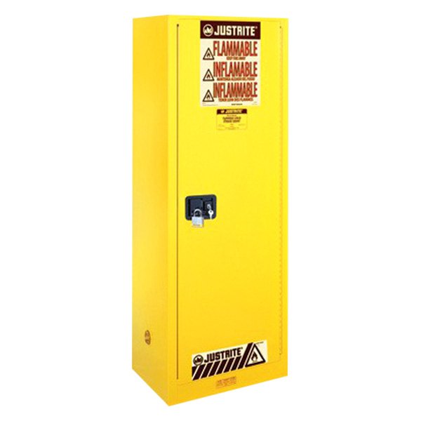 Justrite® - Sure-Grip™ EX 54 gal Yellow Deep Slimline Flammable Liquids Safety Cabinet with 1 Self-Close Door