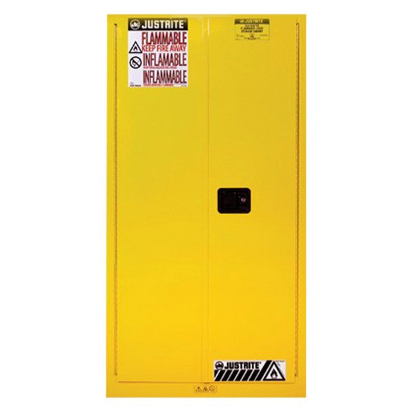 Justrite® - Sure-Grip™ EX 60 gal Yellow Flammable Liquids Safety Cabinet with 2 Self-Close Doors