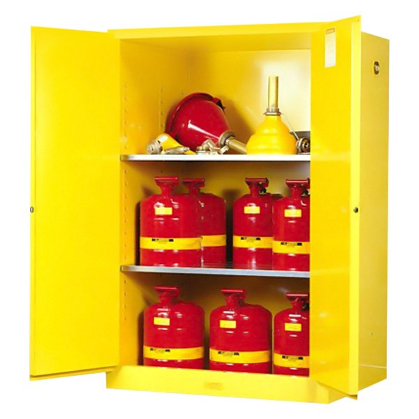 Justrite® - Sure-Grip™ EX 90 gal Yellow Flammable Liquids Safety Cabinet with 2 Manual Close Doors