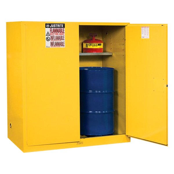 Justrite® - Sure-Grip™ EX 110 gal Yellow Vertical Flammable Liquids Safety Cabinet with 2 Manual Close Doors
