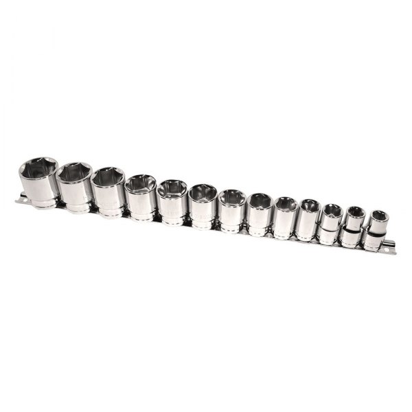 K-Tool International® - 1/2" Drive 6-Point SAE Shallow Socket Set 13 Pieces