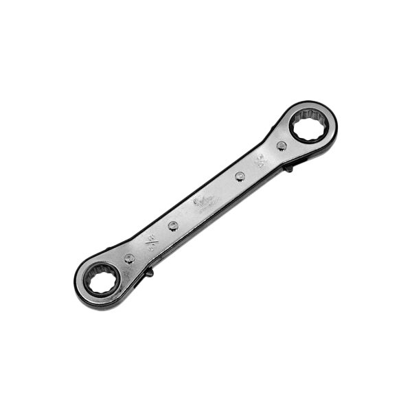 K-Tool International® - 1/4" x 5/16" 12-Point Straight Head Reversible Ratcheting Chrome Double Box End Wrench