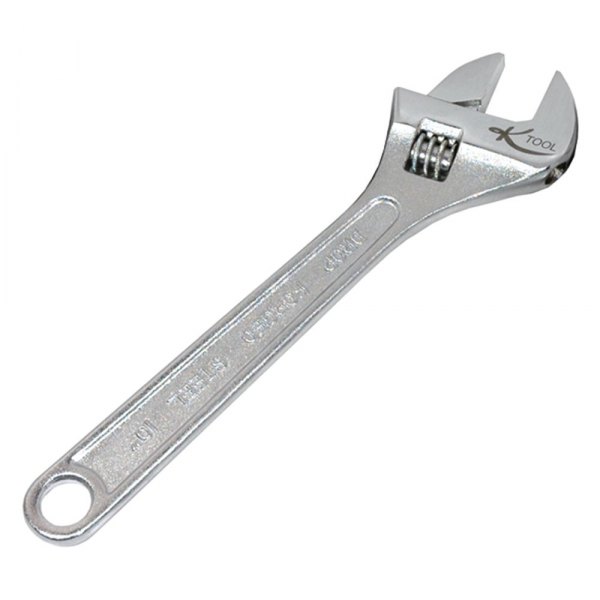 K-Tool International® - 1-13/16" x 10" OAL Chrome Plain Handle Adjustable Wrench