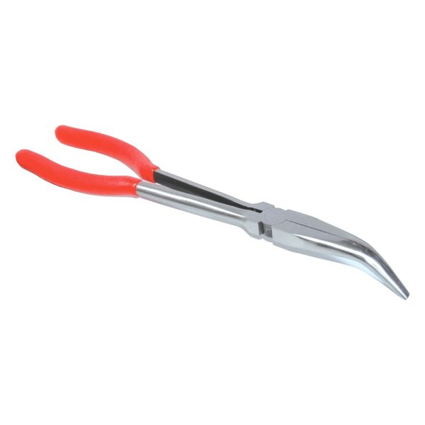 K-Tool International® - 11" Box Joint Bent Jaws Dipped Handle Long Reach Needle Nose Pliers