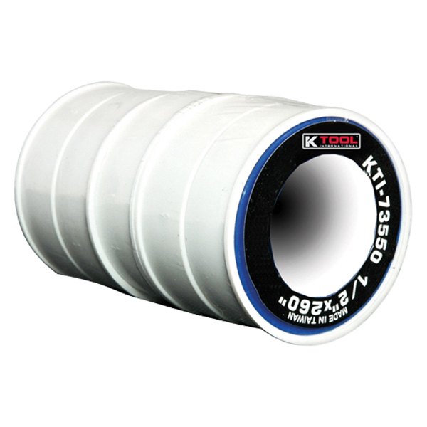 K-Tool International® - 21.7' x 0.5" White Thread Sealing Tapes (5 Rolls)