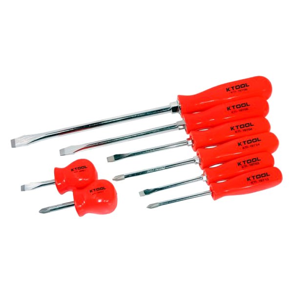 K-Tool International® - 8-piece Dipped Handle Bolstered Phillips/Slotted Mixed Screwdriver Set