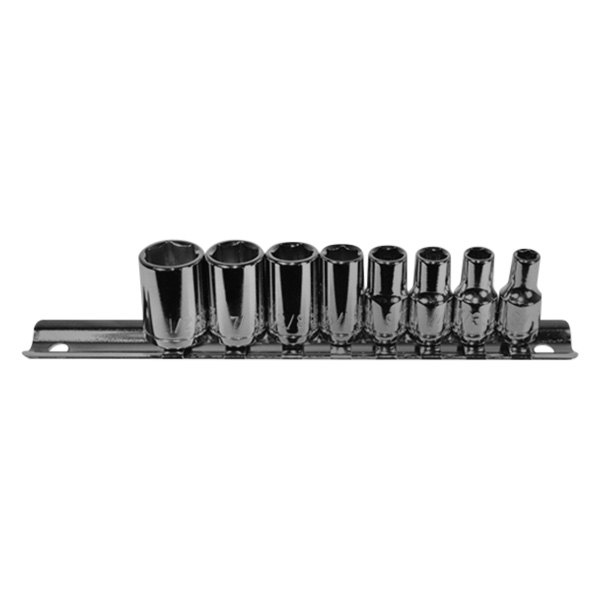 K-Tool International® - 1/4" Drive 6-Point SAE Socket Set with Rail 8 Pieces