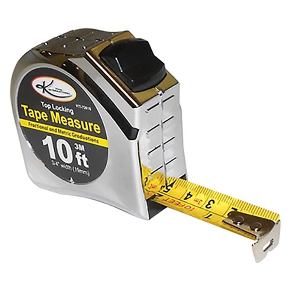 K-Tool International® - 10' SAE Chrome Steel Blade Top Locking Measuring Tape