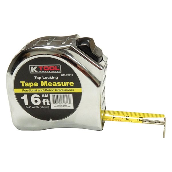 K-Tool International® - 16' SAE Chrome Steel Blade Top Locking Measuring Tape